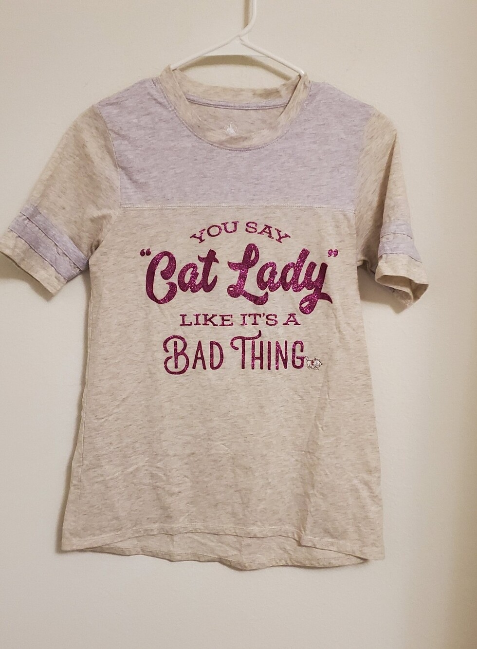 Disney Parks "Cat Lady" Heathered Beige Graphic Tee Size Medium